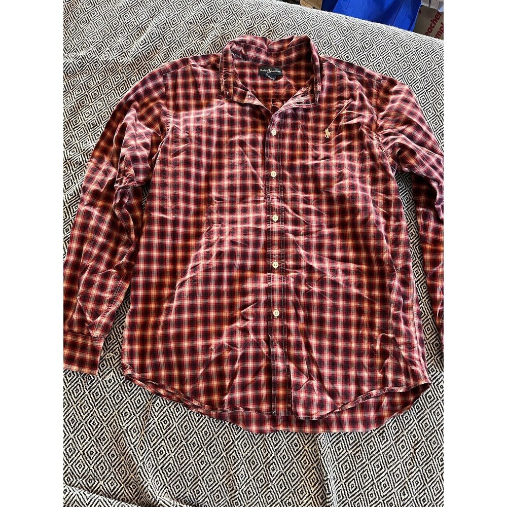 Vintage Polo Jeans Co. Ralph Lauren Red Plaid Shirt Mens Cotton long sleeve